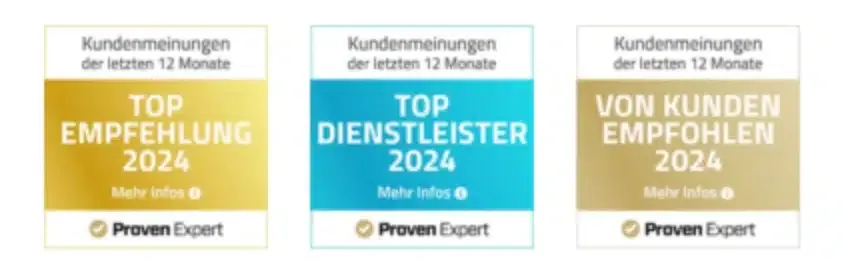 Drei Auszeichungen von ProvenExpert